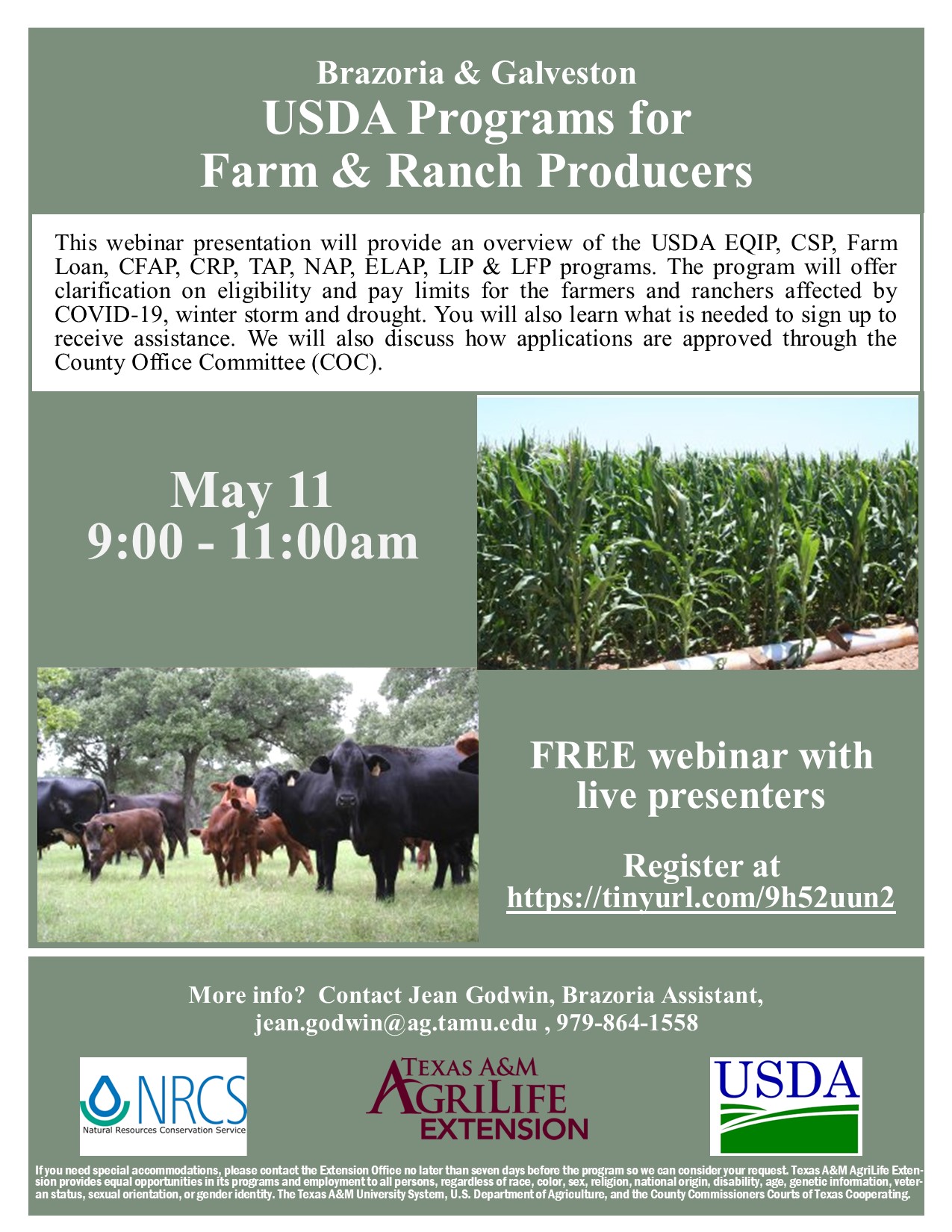 USDA Assistance Program for Farm and Ranch Producers Brazoria
